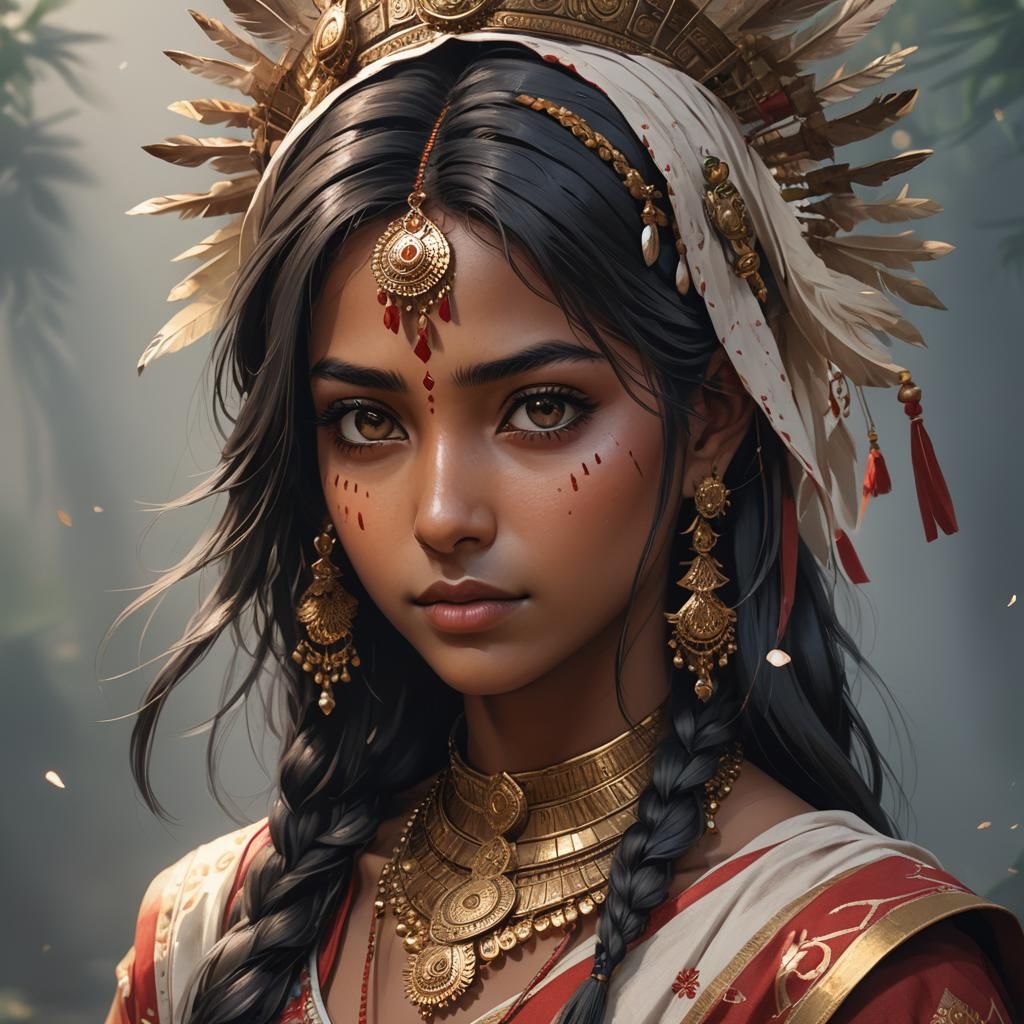 Detailed 3D Anime Portrait of Indian Girl