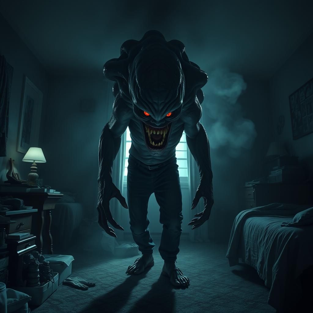 Grotesque Transformation into a Multi-Eyed Monster