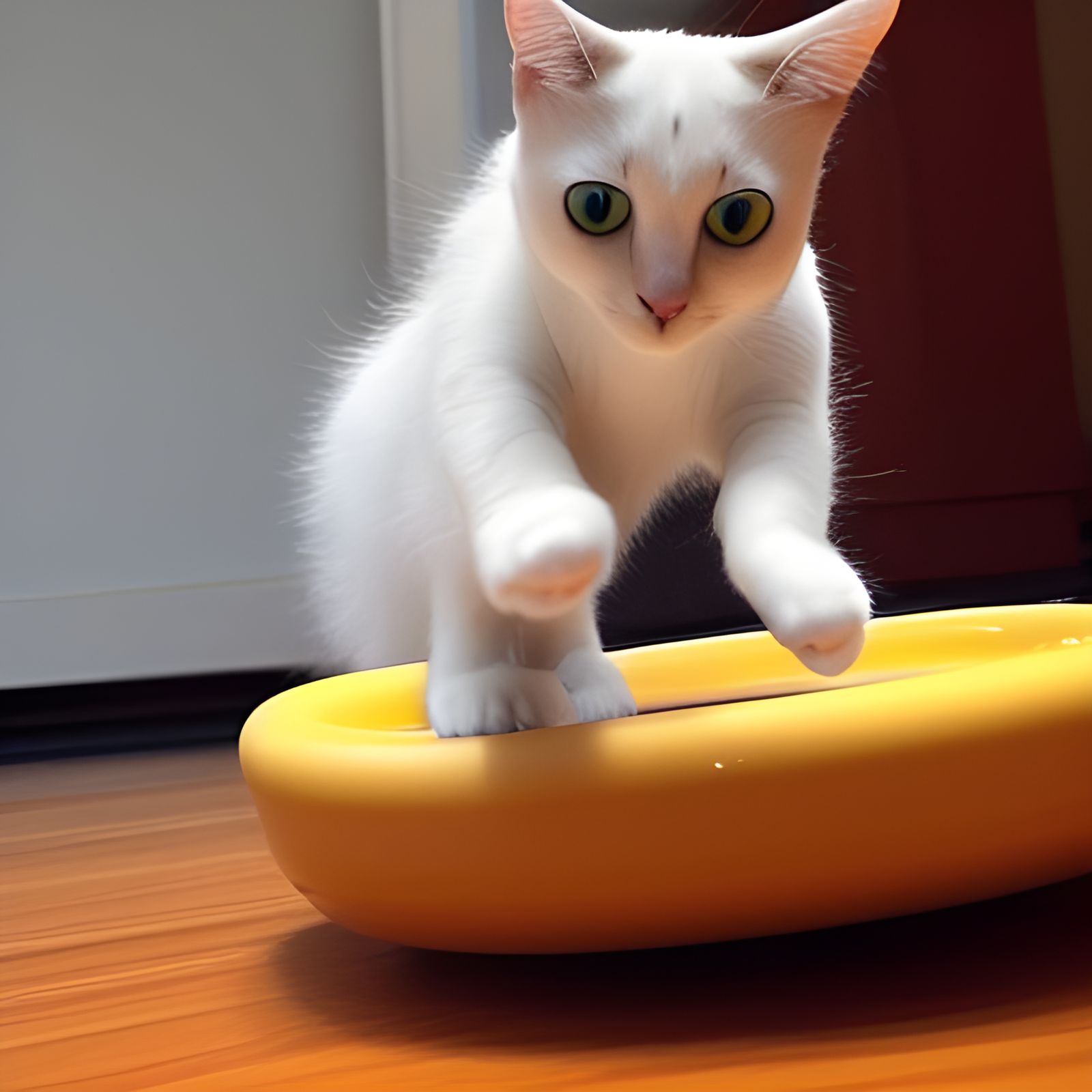 Whimsical Hovering Cat Generated by AI