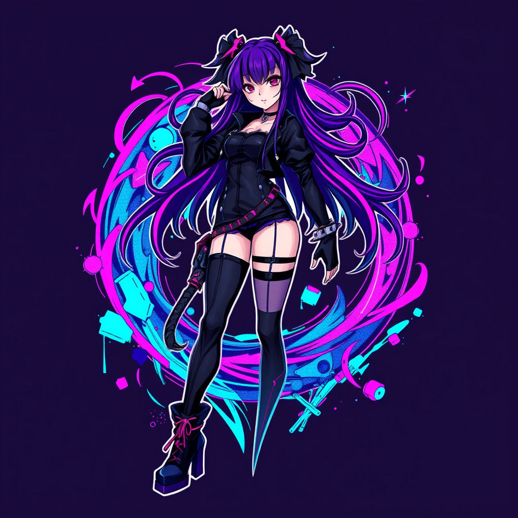 Psycho Stacey: Anime Heroine in Cyberpunk Goth-Lolita Style