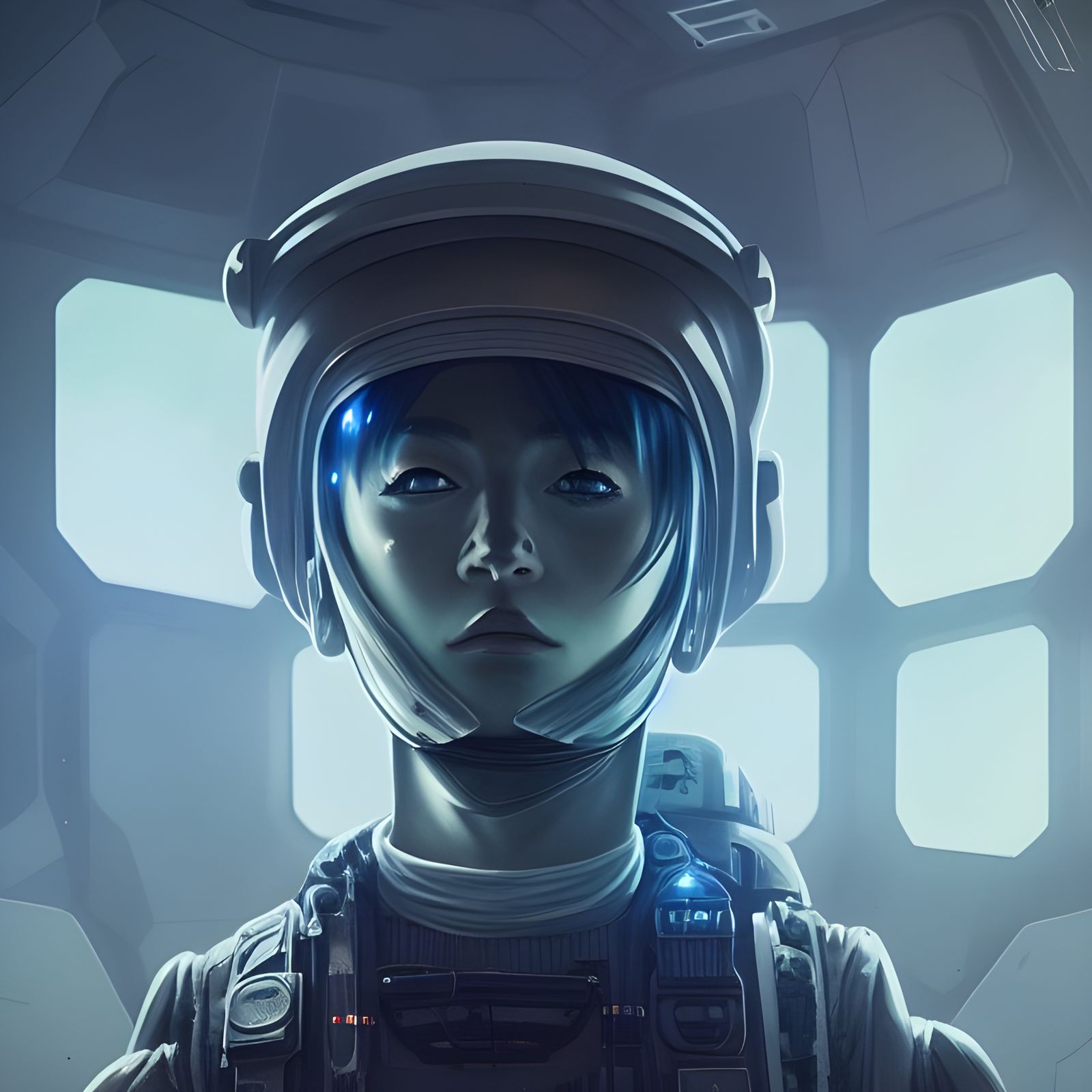 Cyberpunk Hacker in Space War, Anime Style