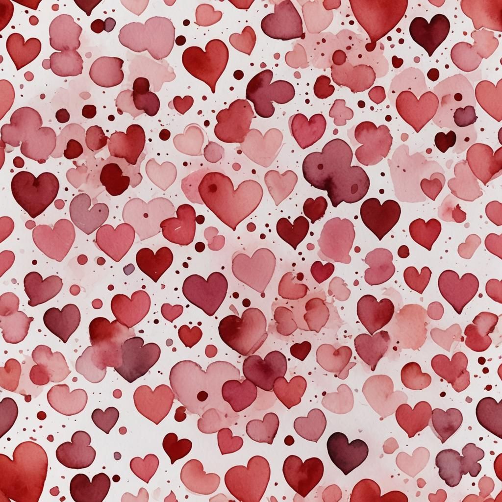 Inkspot heart shapes. Rd and pink inkspots. Pink confetti