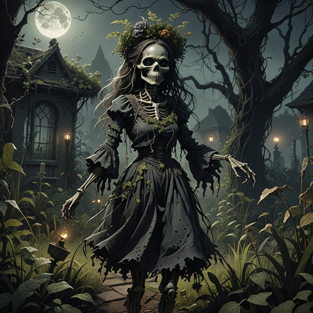 Acheri's Moonlit Tam-Tam: Dark Fantasy Garden Apparition