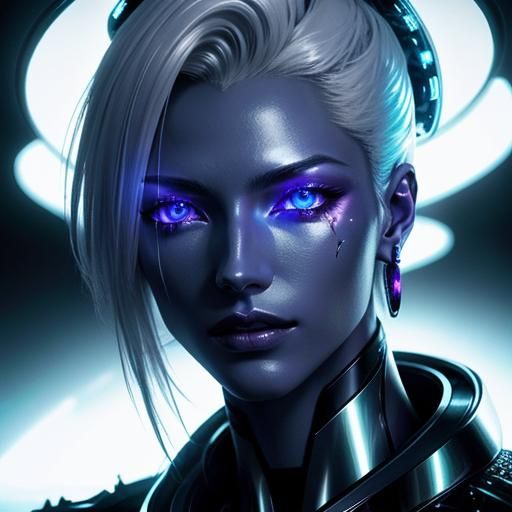 Sci-Fi Embrace in Surreal Neon Landscape