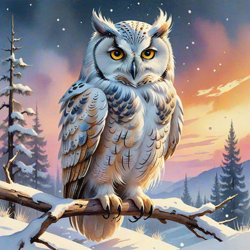 White Owl in Snow