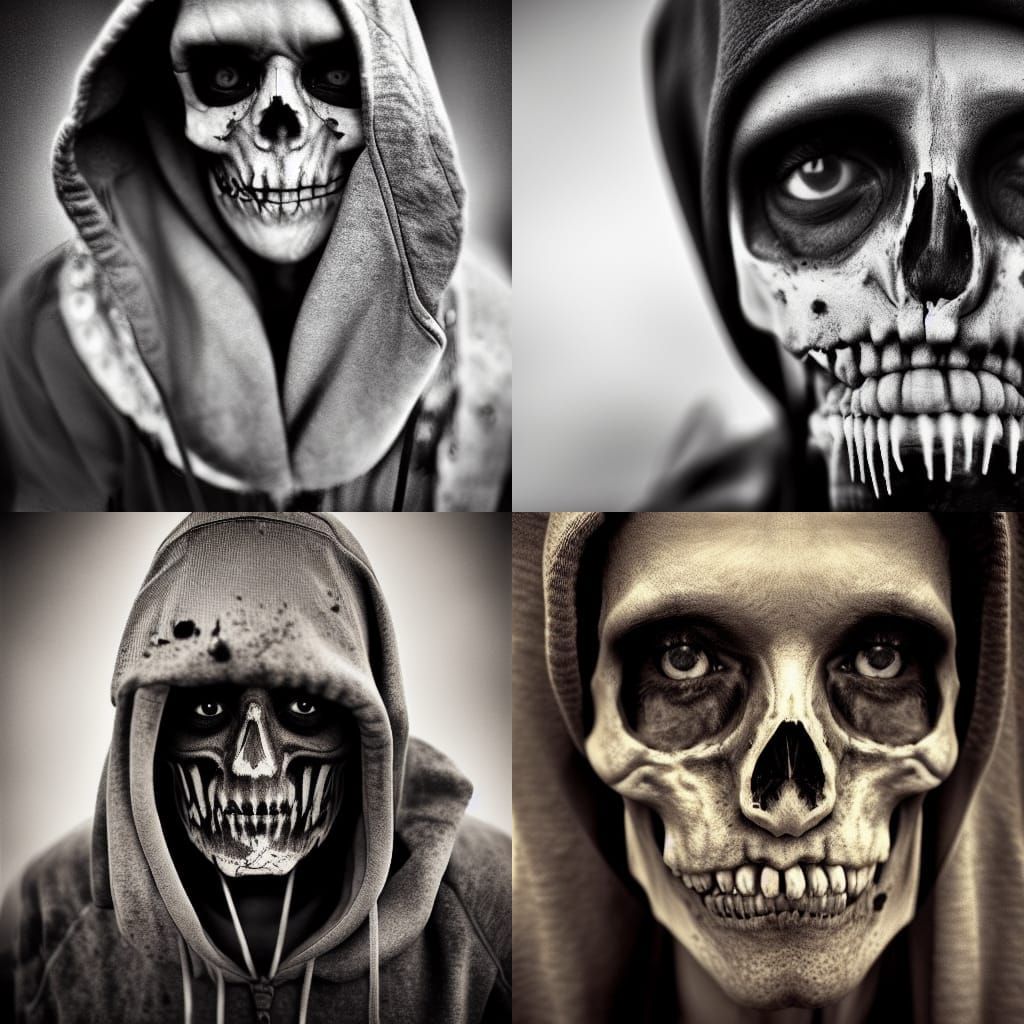 Apocalyptic Soldier Skeleton Portrait in War Zone