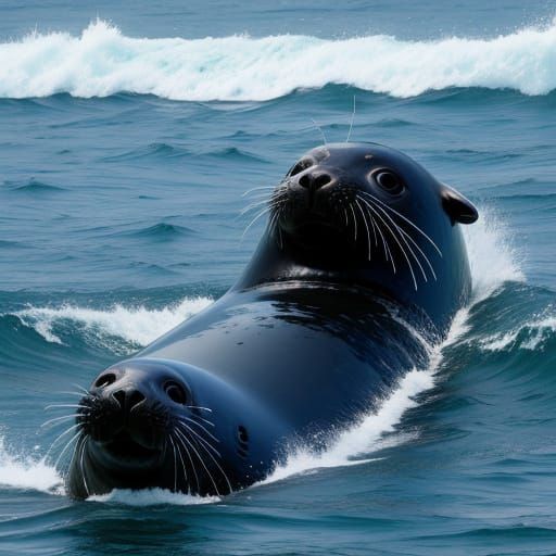 Giant Seal Emerging from the Ocean Depths