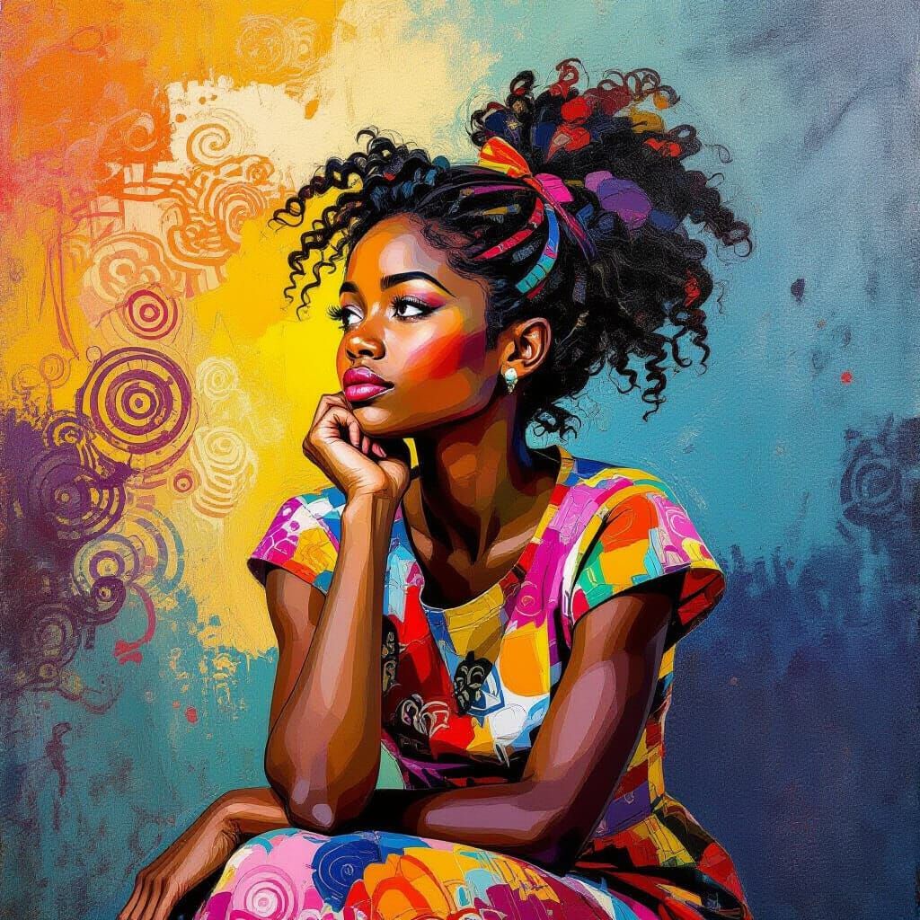 African Girl in Dreamlike Abstraction