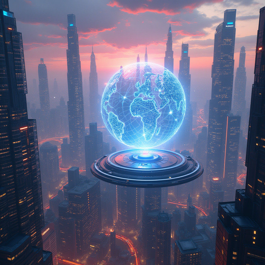 Futuristic Cityscape: Global Communication in Fantasy Concep...