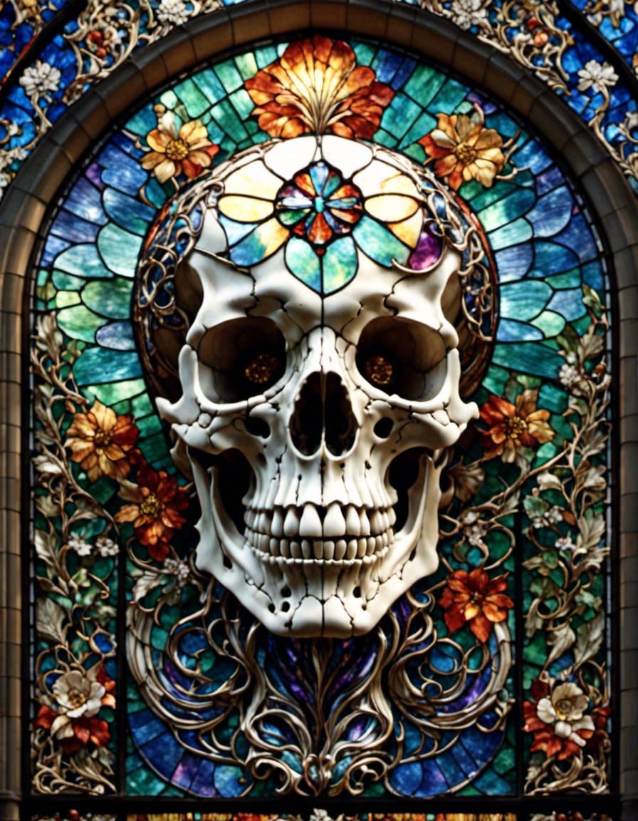 Stained Glass Skull Art