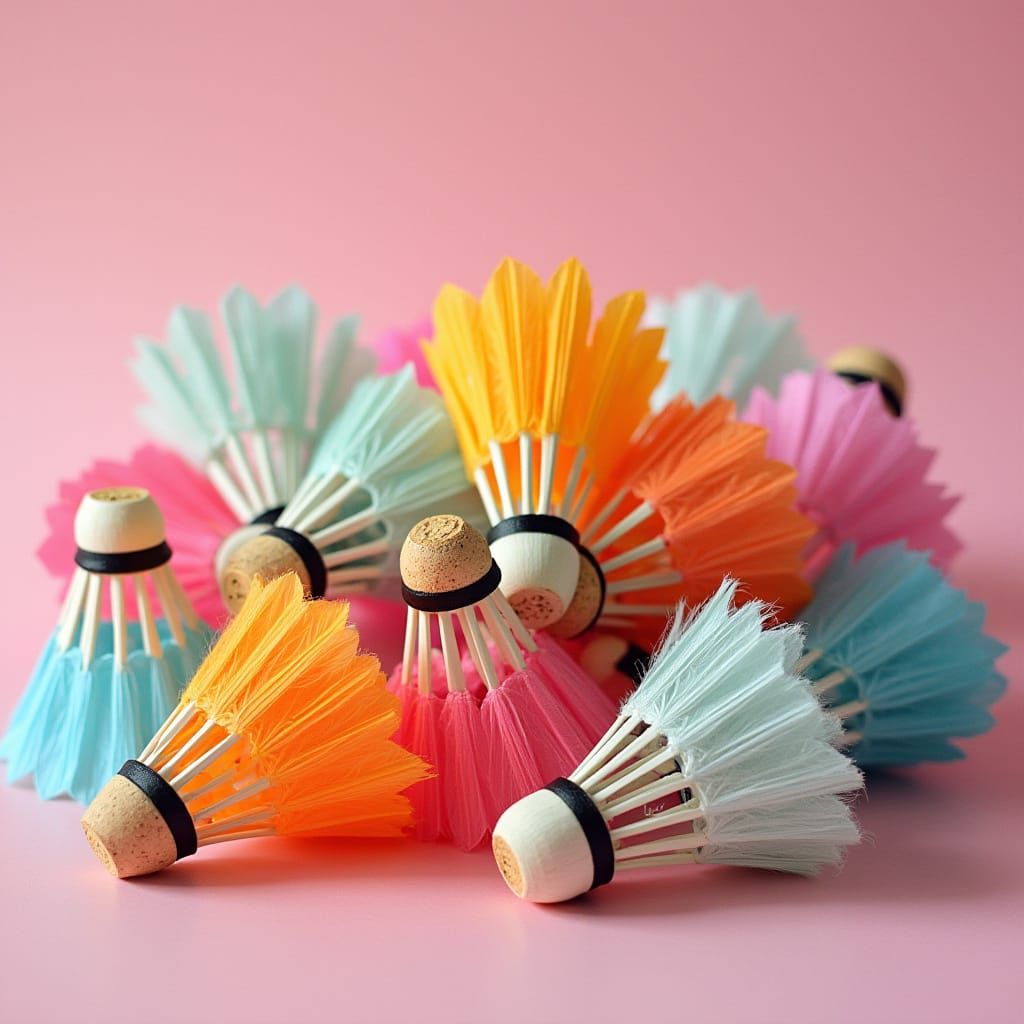 Colorful Badminton Shuttlecocks in Kidcore Style