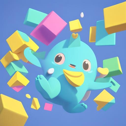 Whimsical Baby Blocks in Mary Blair Style