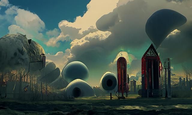 Floating Buildings: Surreal Digital Art