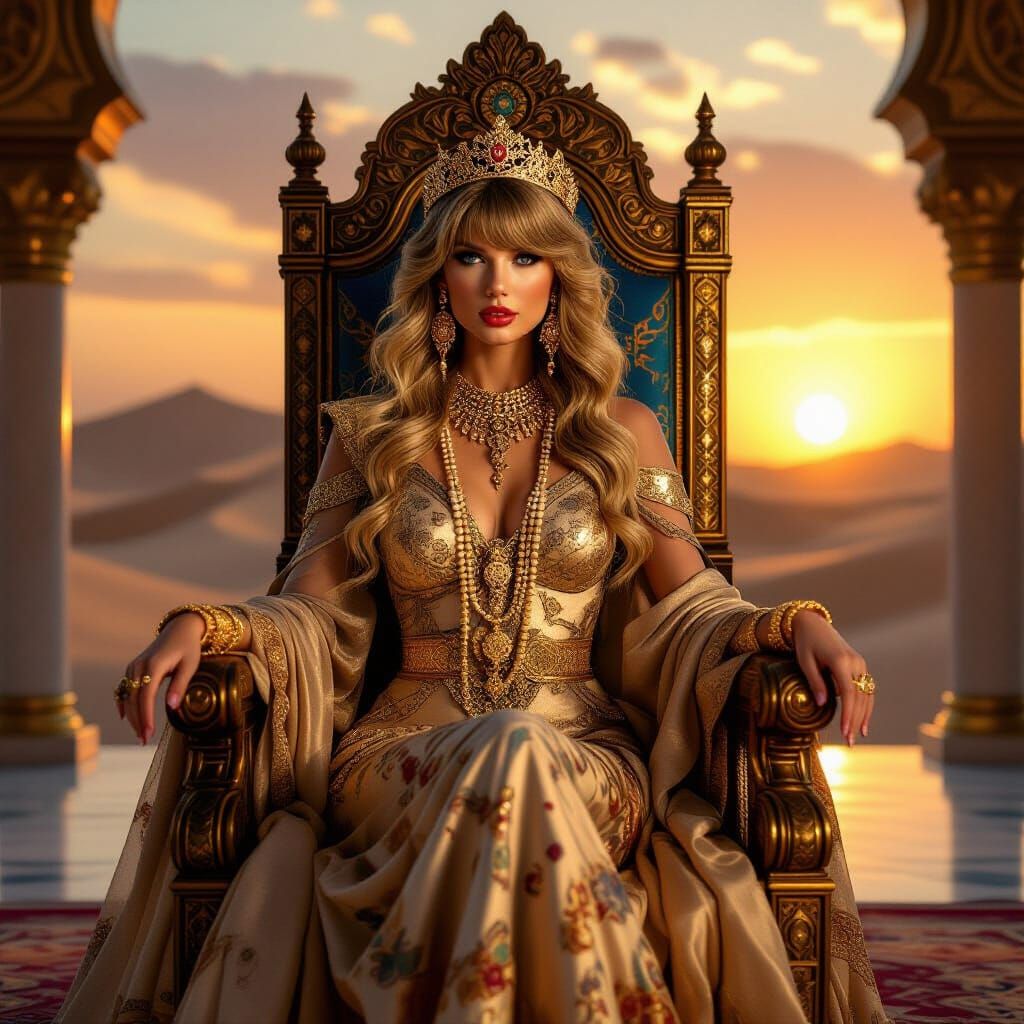 Taylor Swift as Arabian Queen in Desert Palace