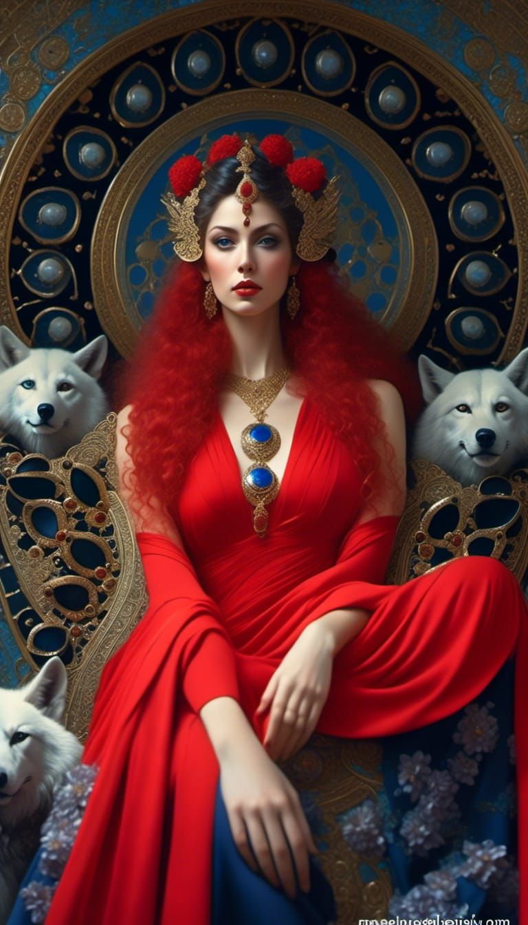 Wolf Woman Goddess with Glistening Skin