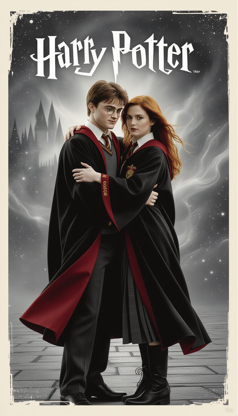 Harry Potter and Ginny Weasley in Fauvist Solarpunk Style