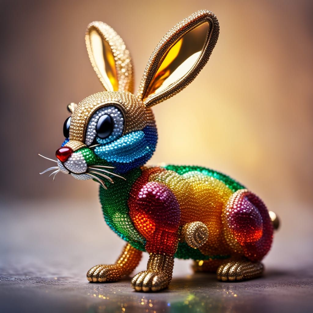 Iridescent Glass Bead Bugs Bunny Sculpture