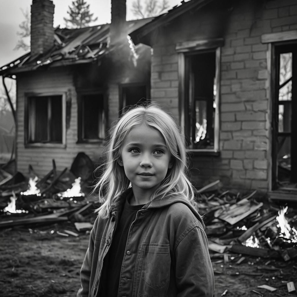 Grayscale Girl with Sinister Smile by Burning House