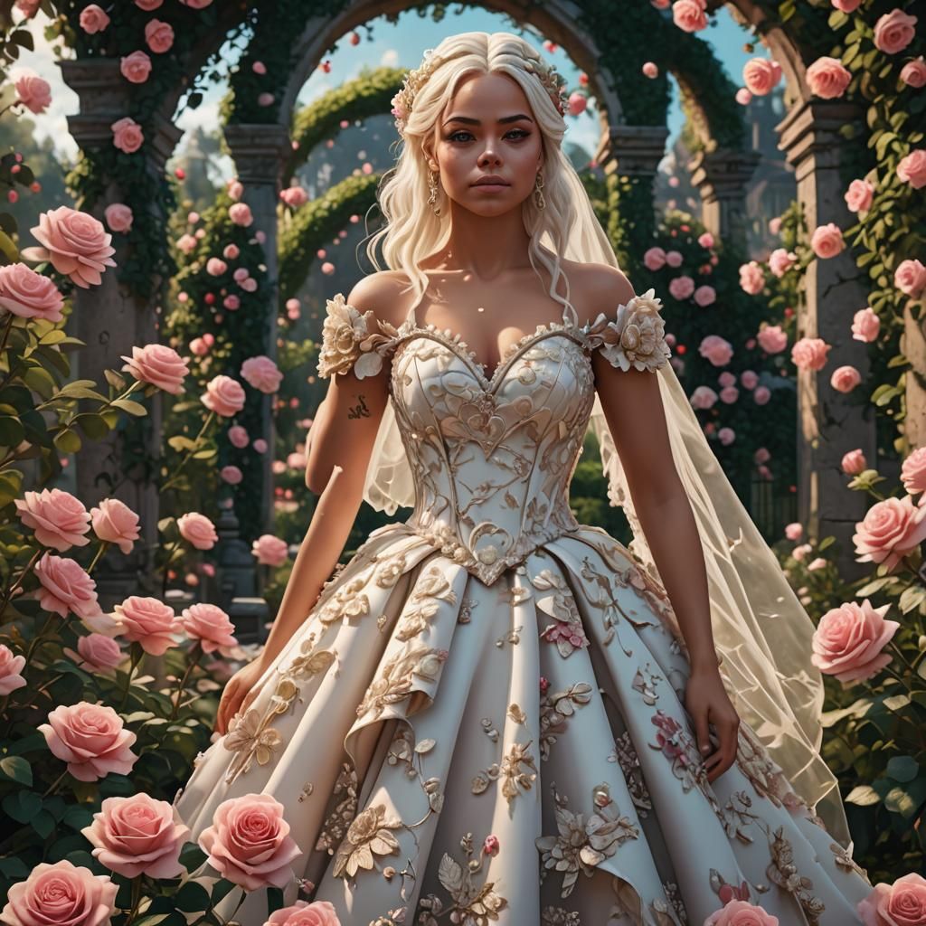 Liv Morgan in Wedding Dress, Rose Garden Art