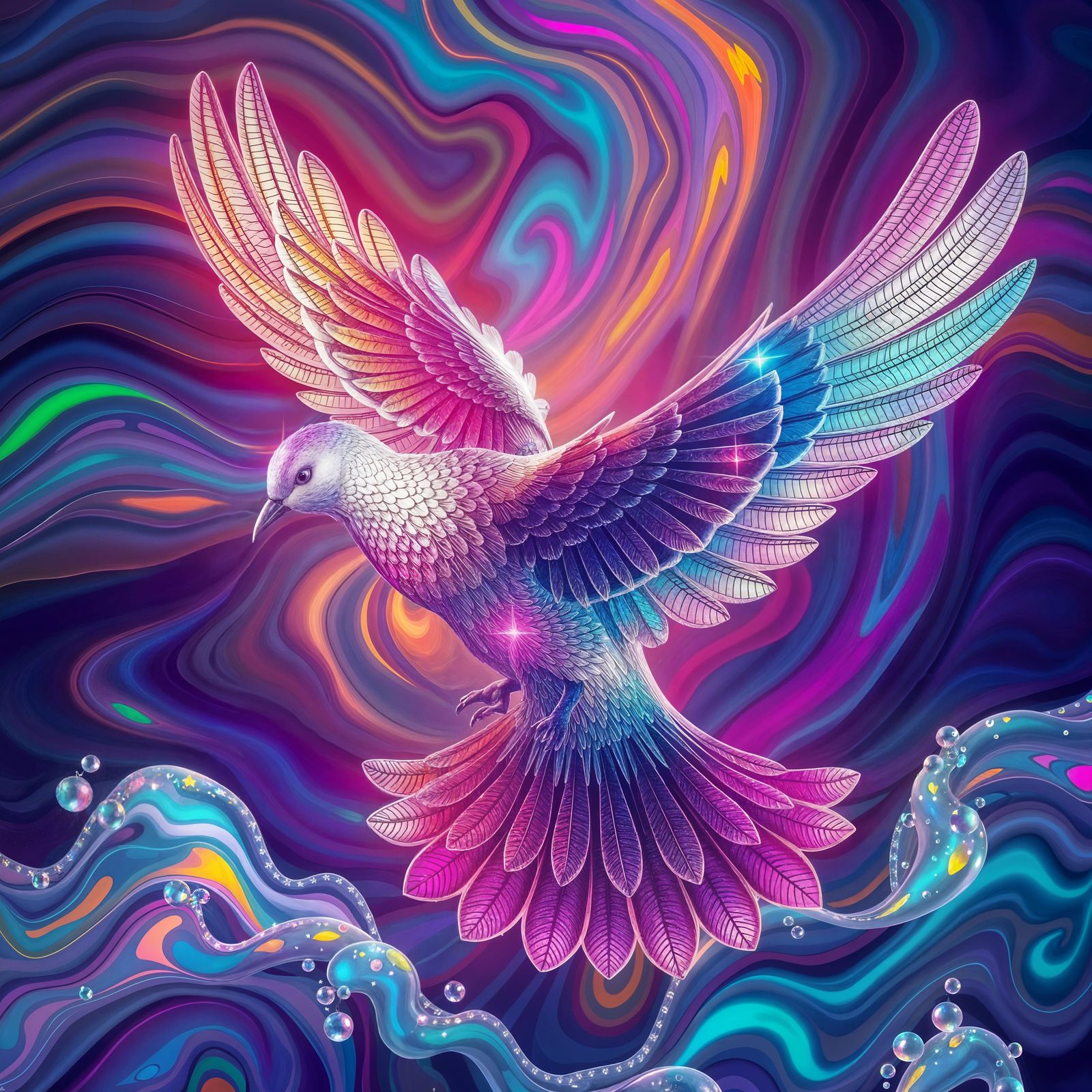 Shimmering Crystal Dove of Peace
