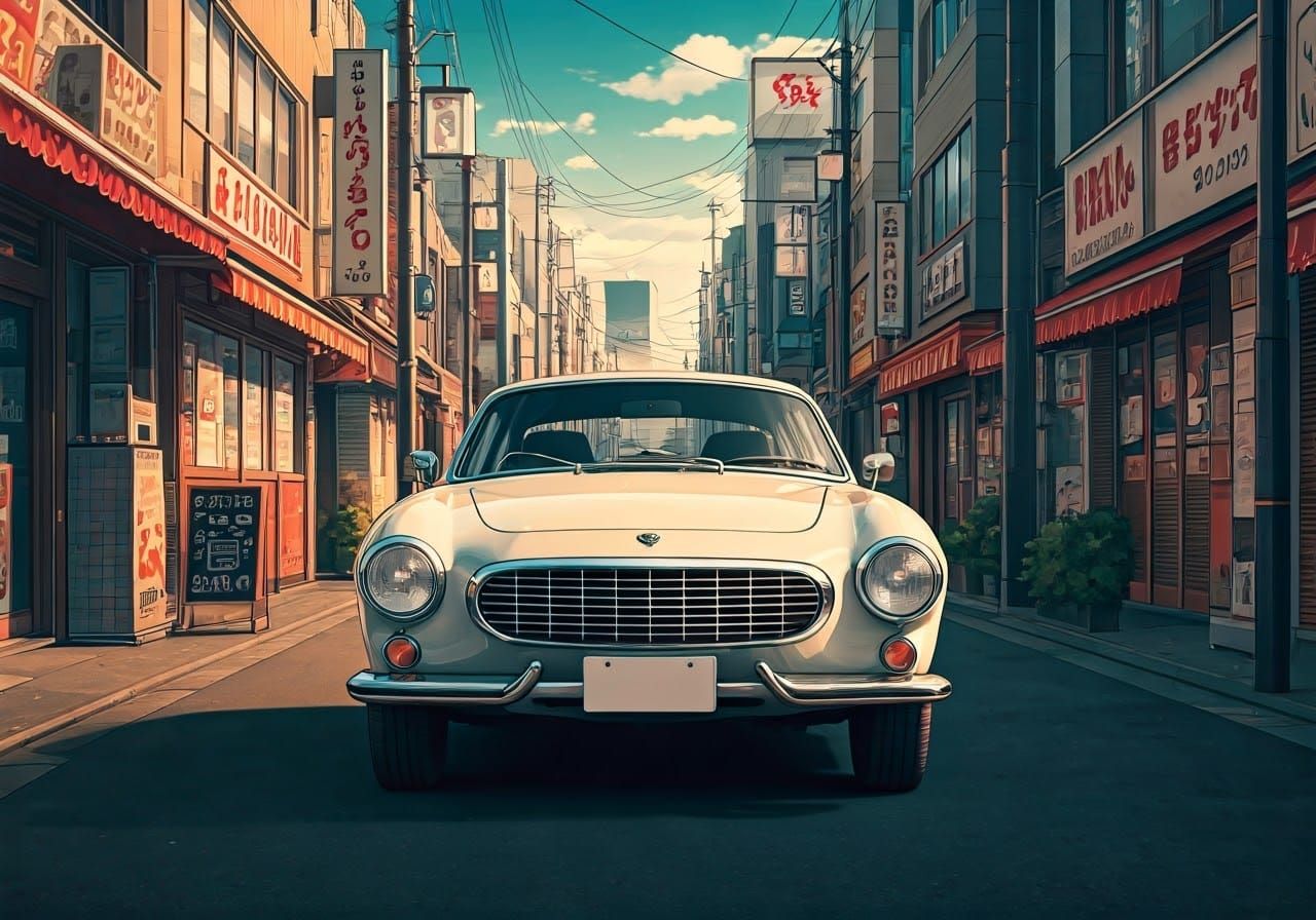 Volvo P1800S in Tokyo, Anime Style
