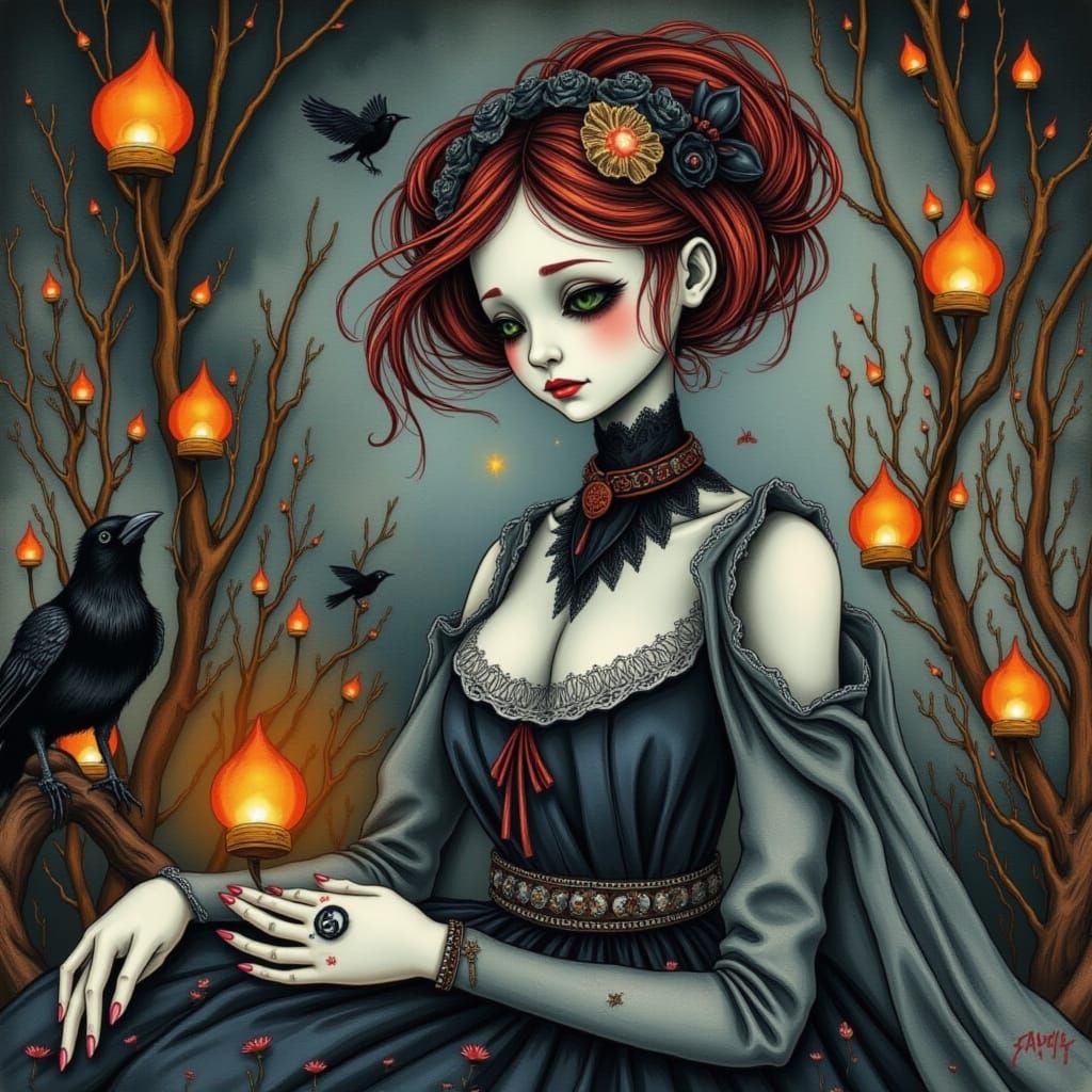 Fairy Witch Seance in Neo-Impressionist Style