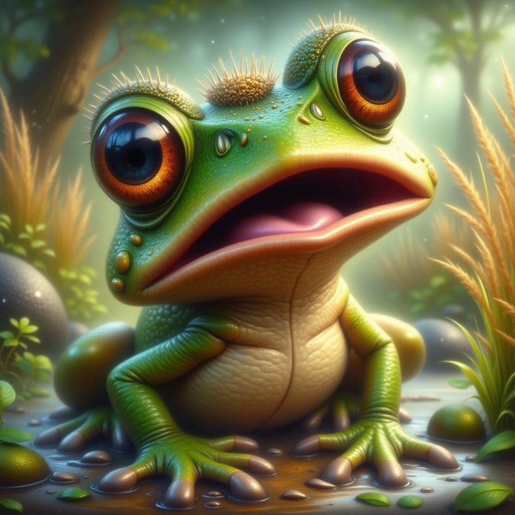 Surprised Frog with Fantasy Glow