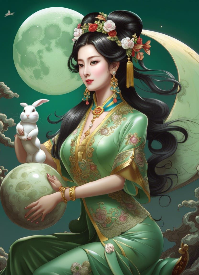 Chang'e and Jade Rabbit on the Moon