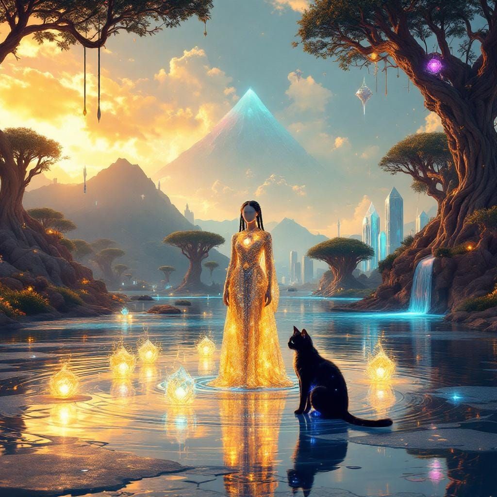 Surreal Androgynous Figure in Futuristic Landscape