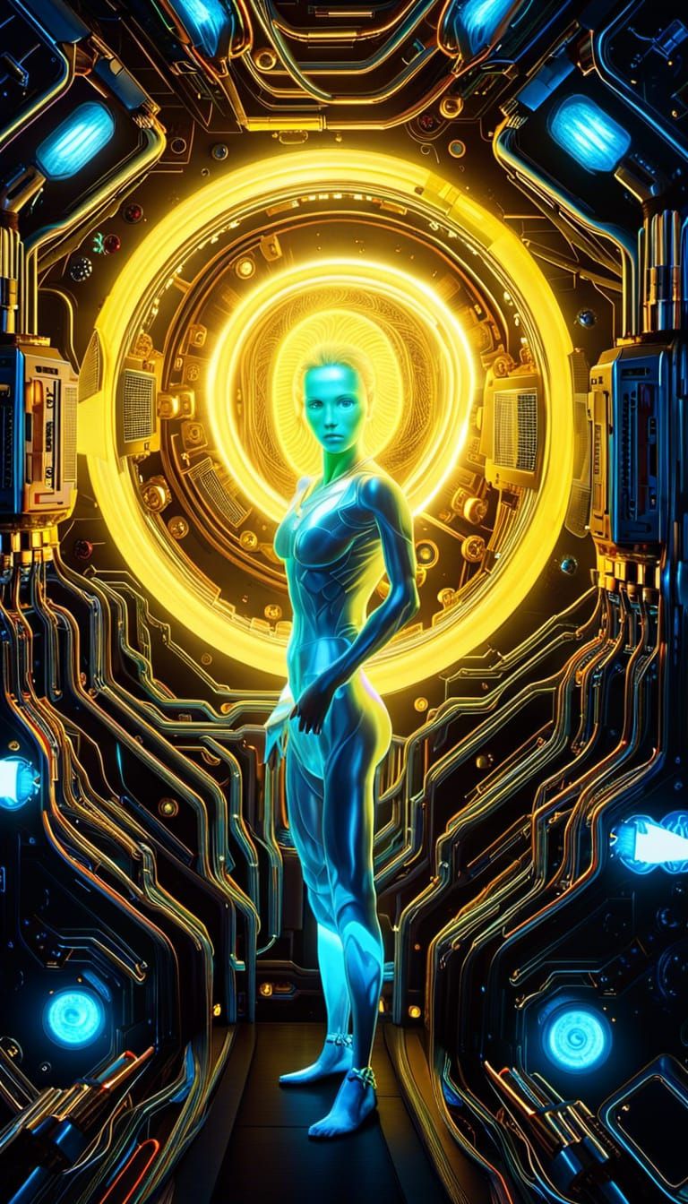 Bioluminescent Being Inside a Computer Core