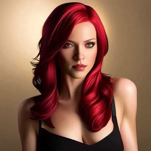 Gorgeous Red-Haired Woman Portrait in Surreal Style