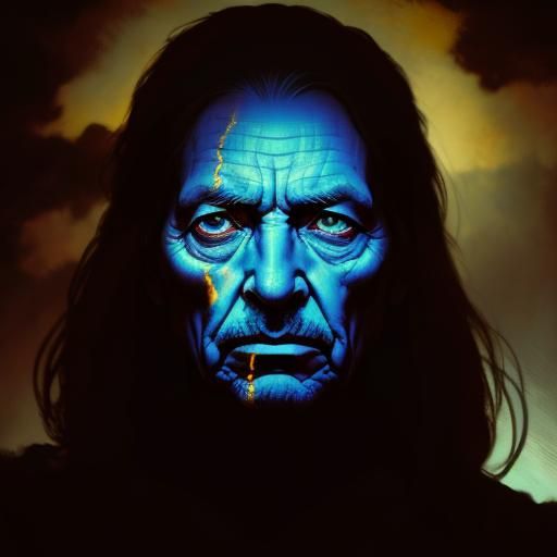 Expressive Old Face in Oil Painting Style