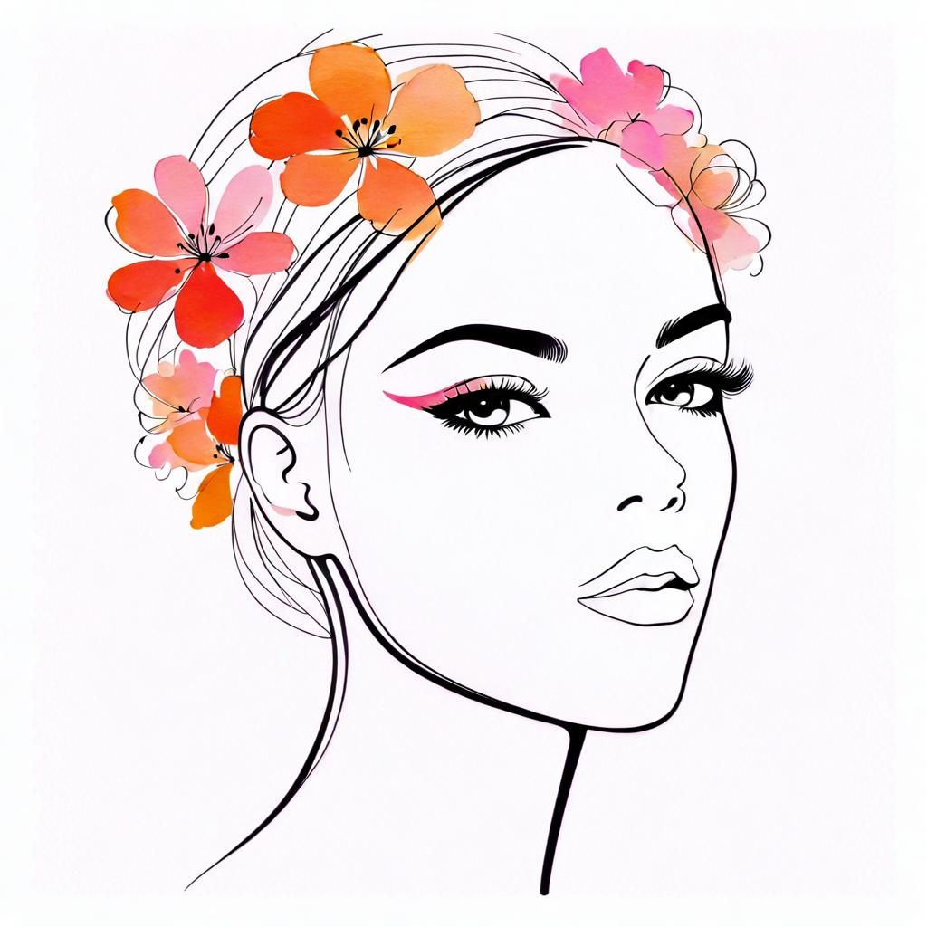 Simple portrait silhouette of women face