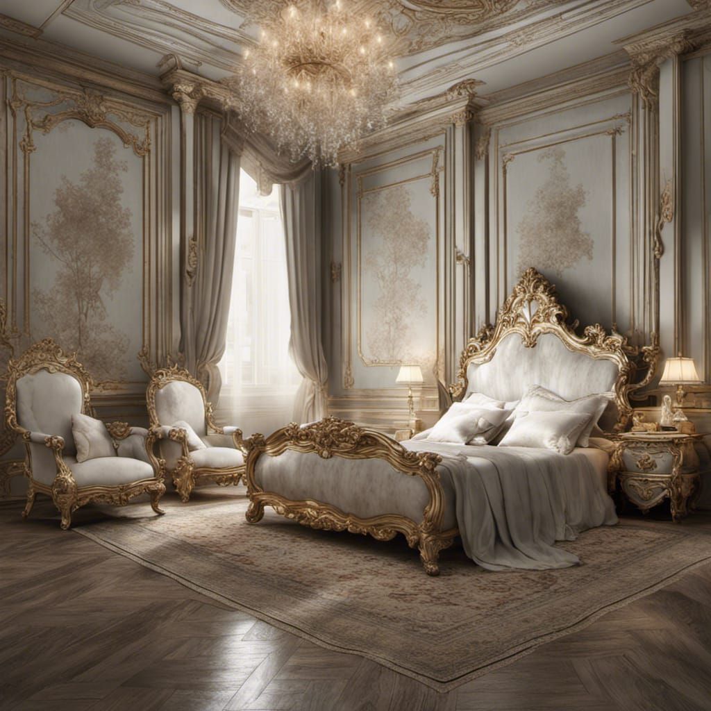 Baroque Bedroom in Geometric Abstract Style