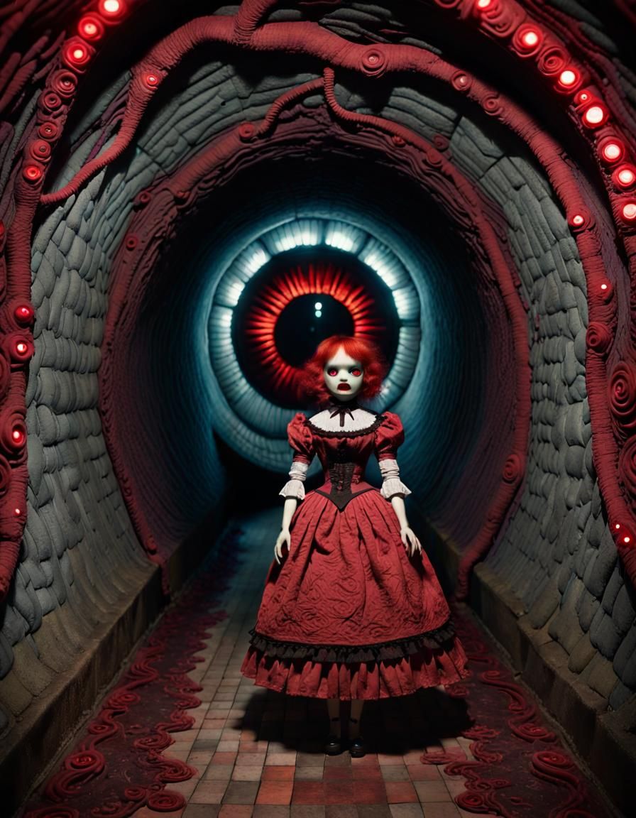 Creepy Candlewicked Dollequin Taking a Selfie