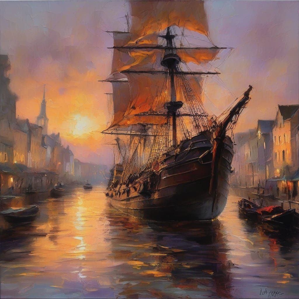 Vibrant Pirate Harbour in 1858, Hyperrealistic Concept Art