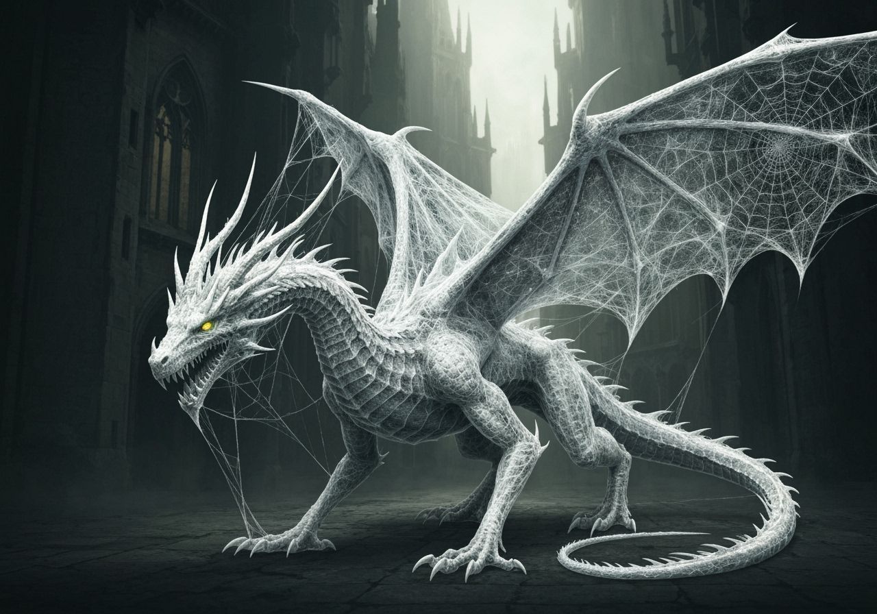 Ethereal Spiderweb Dragon in Gothic Castle