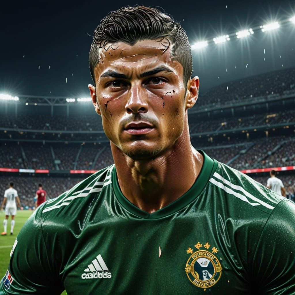 Cristiano Ronaldo in Action, Hyper-Realistic Digital Art