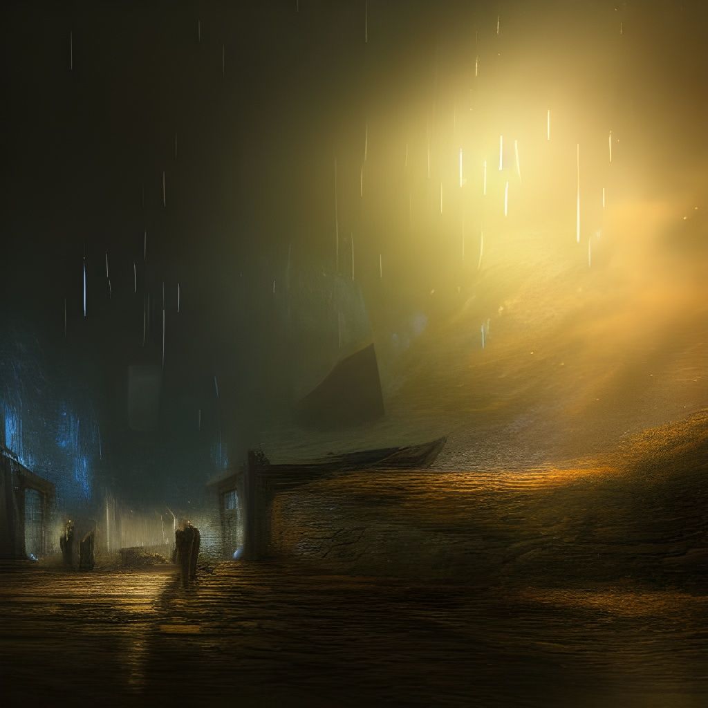 Steampunk Cavern: Star-Lit Night and Distant Rain