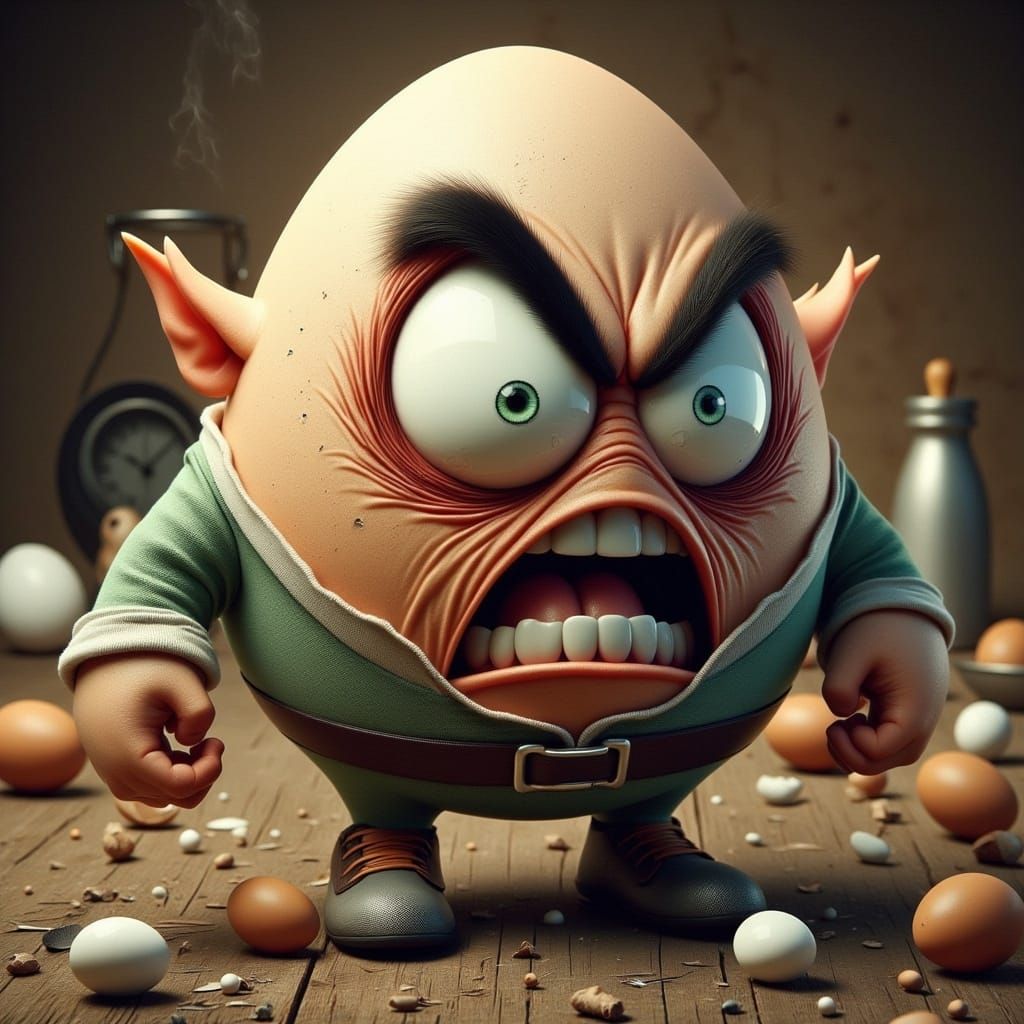 Enraged Male Elf as Humpty Dumpty Character Art
