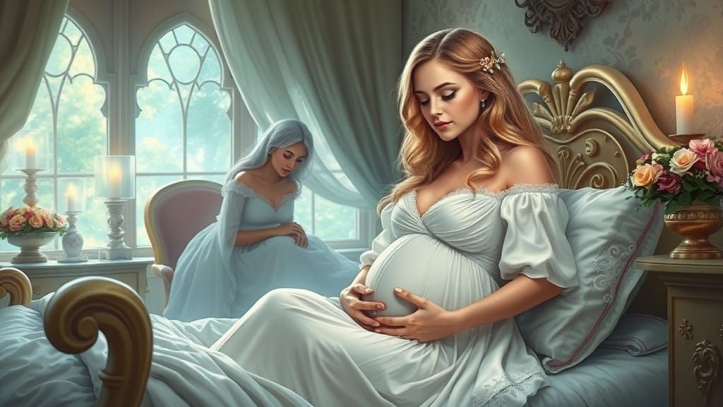 Countess in Ethereal Dreamscape Giving Birth