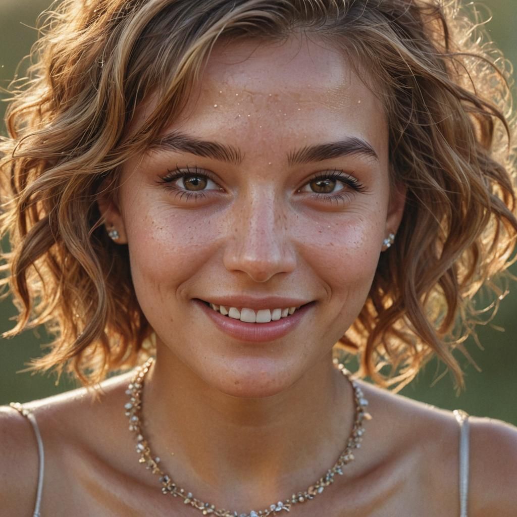 Photorealistic Portrait of Smiling Woman with Scar