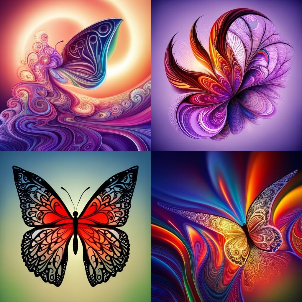 Vivid Abstract Butterfly with Fractal Design