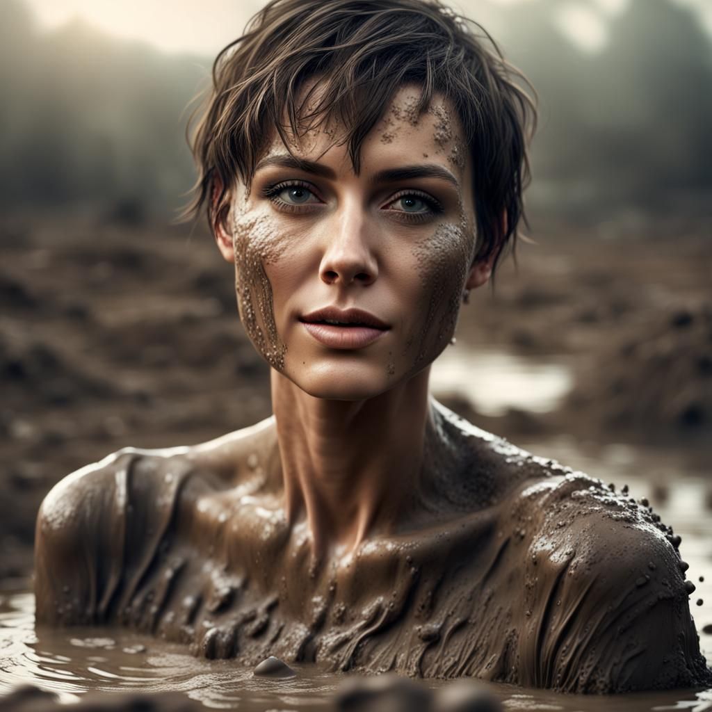 Woman Bathes in Mud: Maximalist Digital Painting