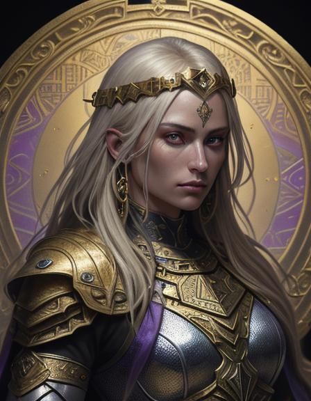 Fantasy Knight with Spear in Oil Painting Style