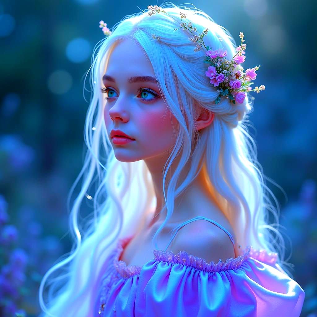 Radiant Pleiadian Goddess in Lavender Silk Gown