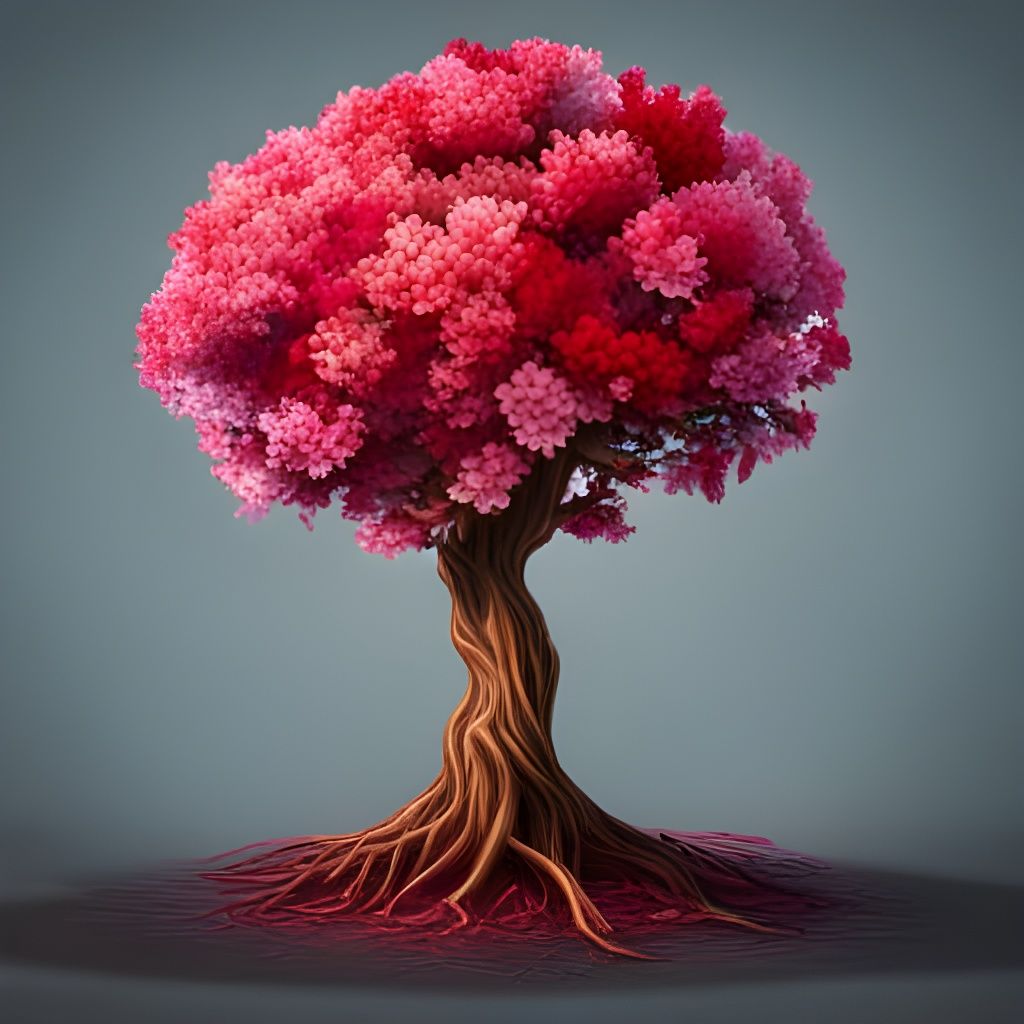Hyperrealistic Tree Made of Rose Petals