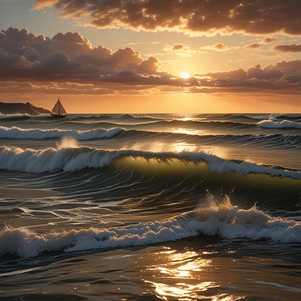 Surreal Sunset Seascape in Hypermaximalist Style