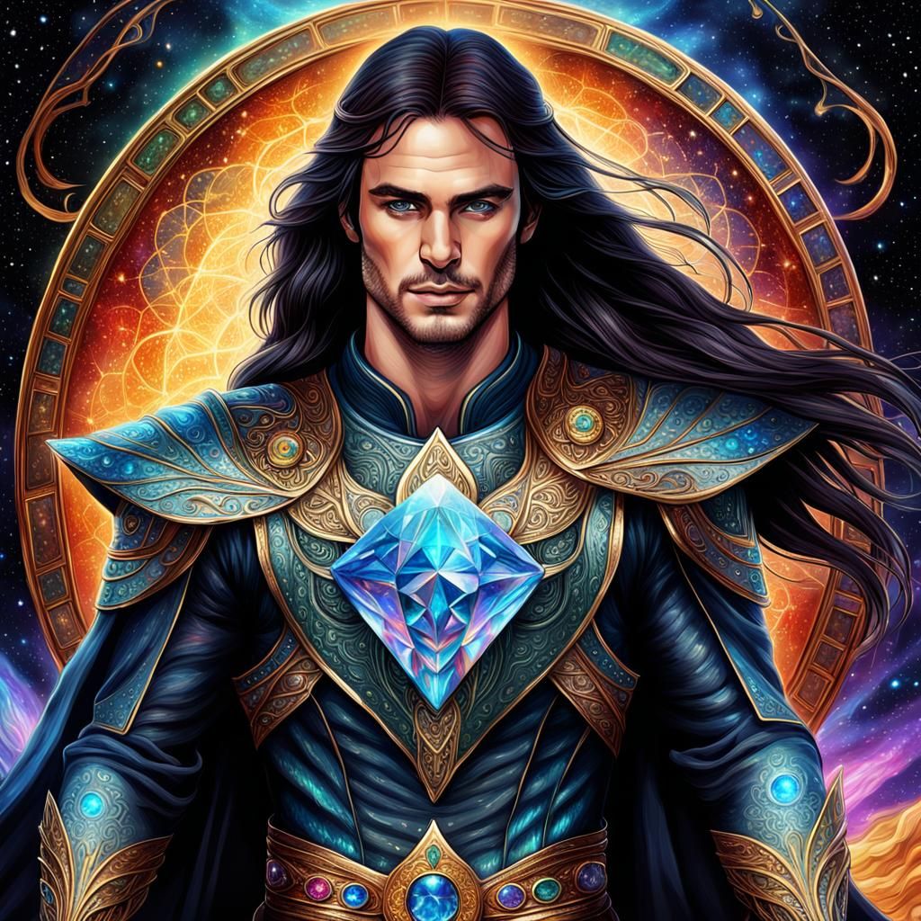 Feanor Forging Gems: Holographic Astral Illustration