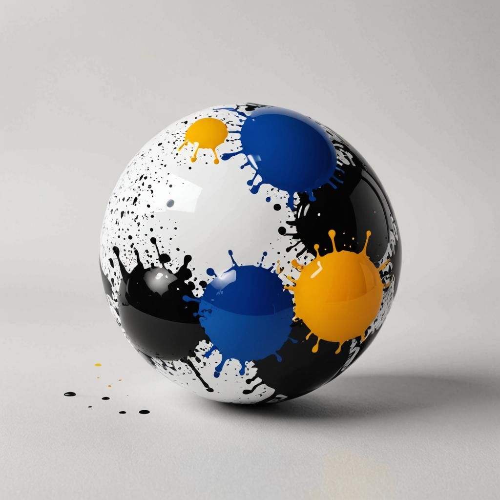 Ink Splatters on Sphere: Abstract Ink Art